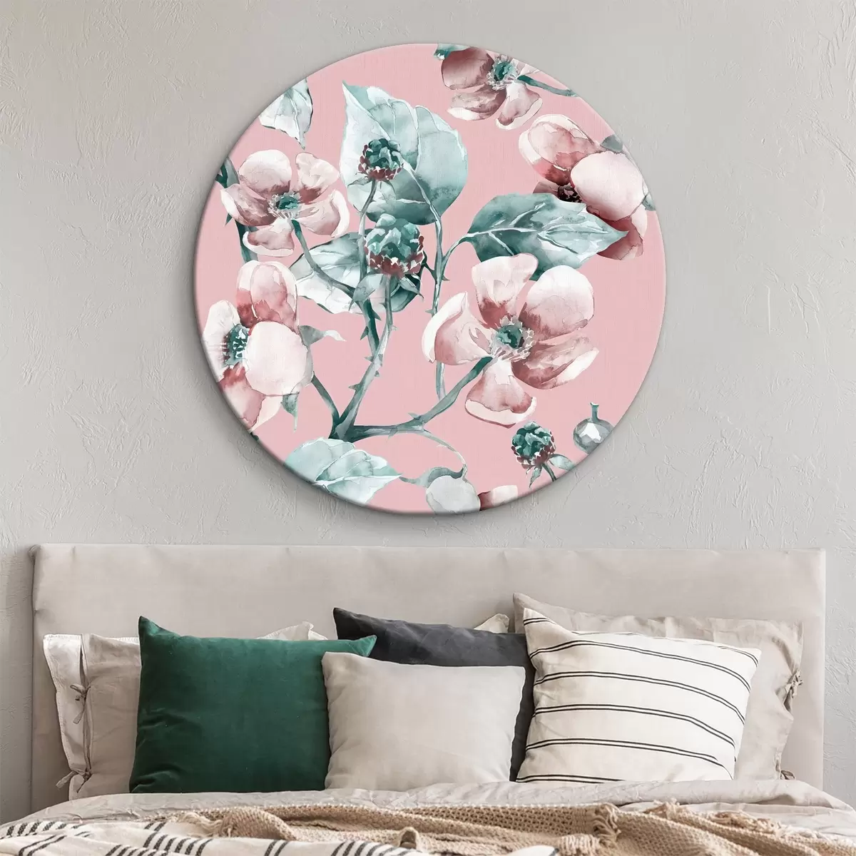 Picturi rotunde Flori pe un fundal roz r37296