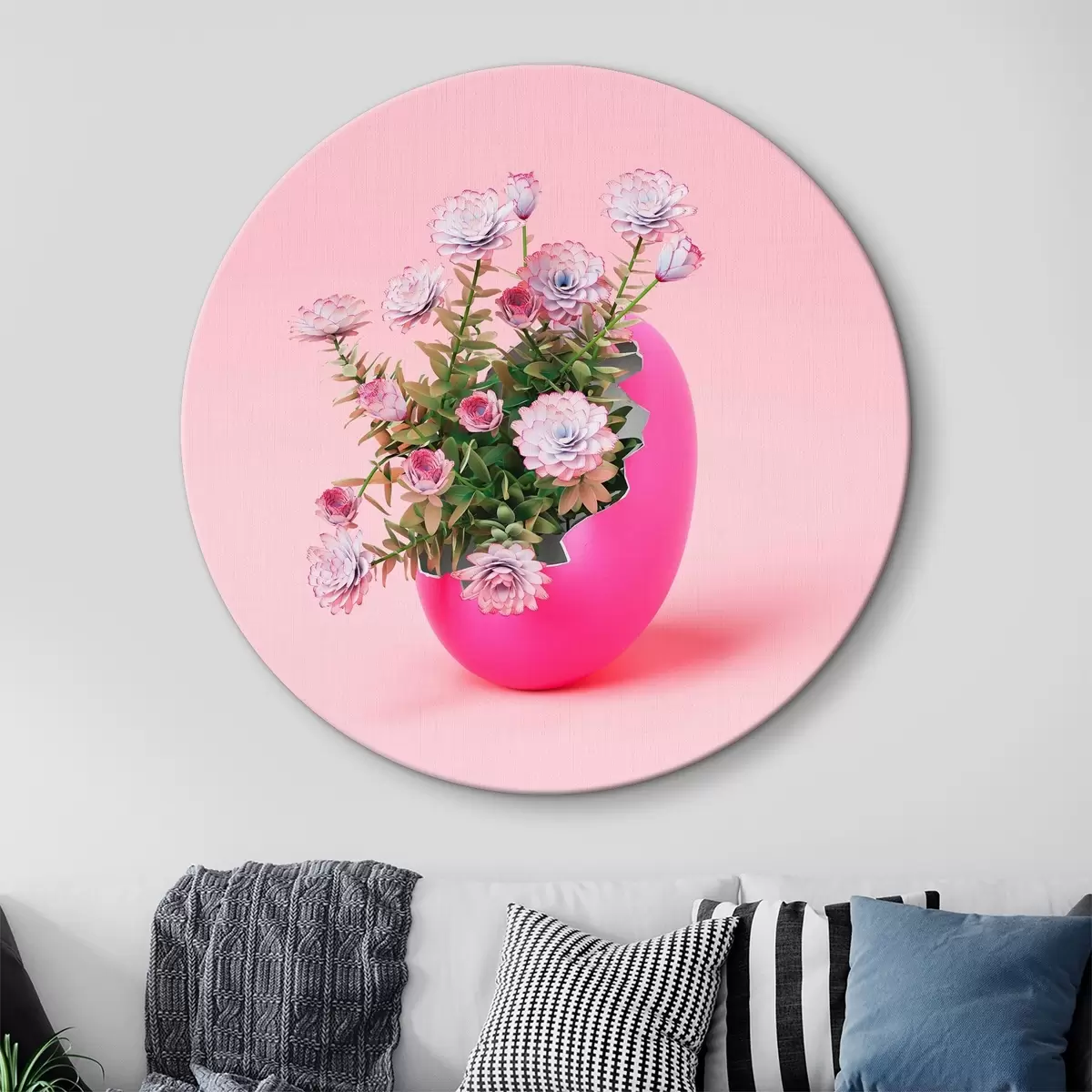 Picturi rotunde Flori colorate într-o vază jucăușă r37756