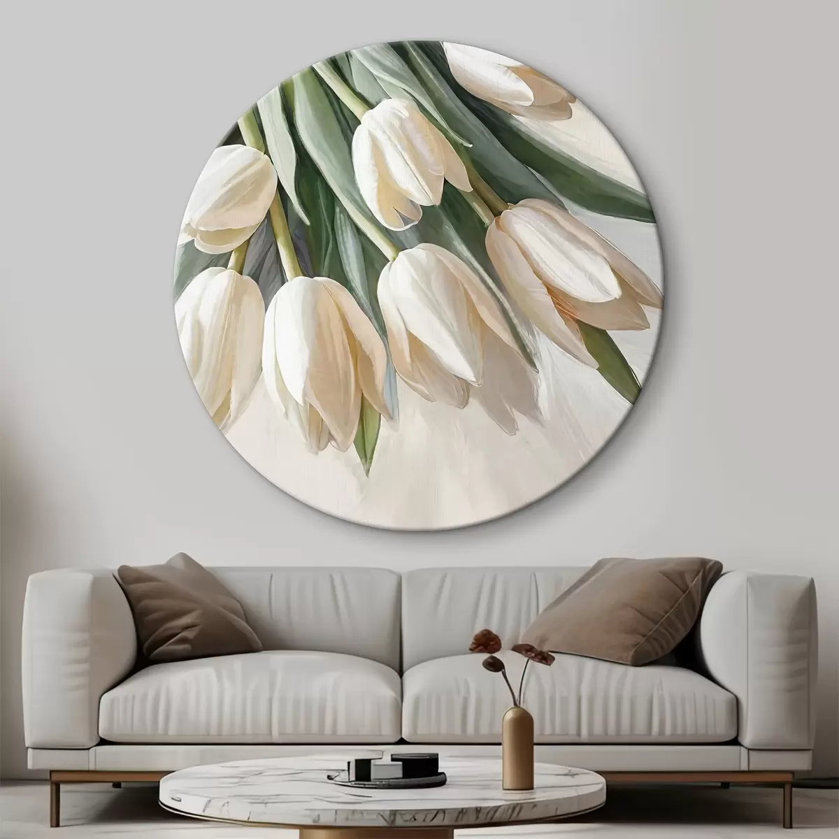 Picturi rotunde Apropiere de lalele albe r38271