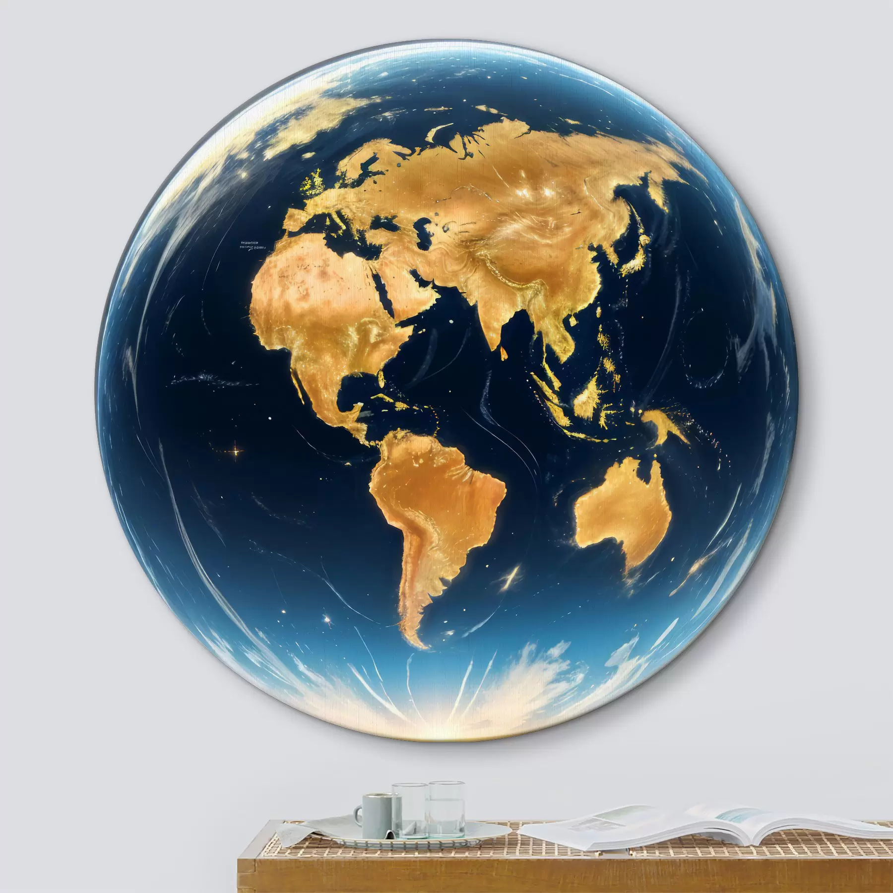 Tablouri O imagine detaliată, fotorealistă a planetei Pământ plutind într-un peisaj spațial r40178