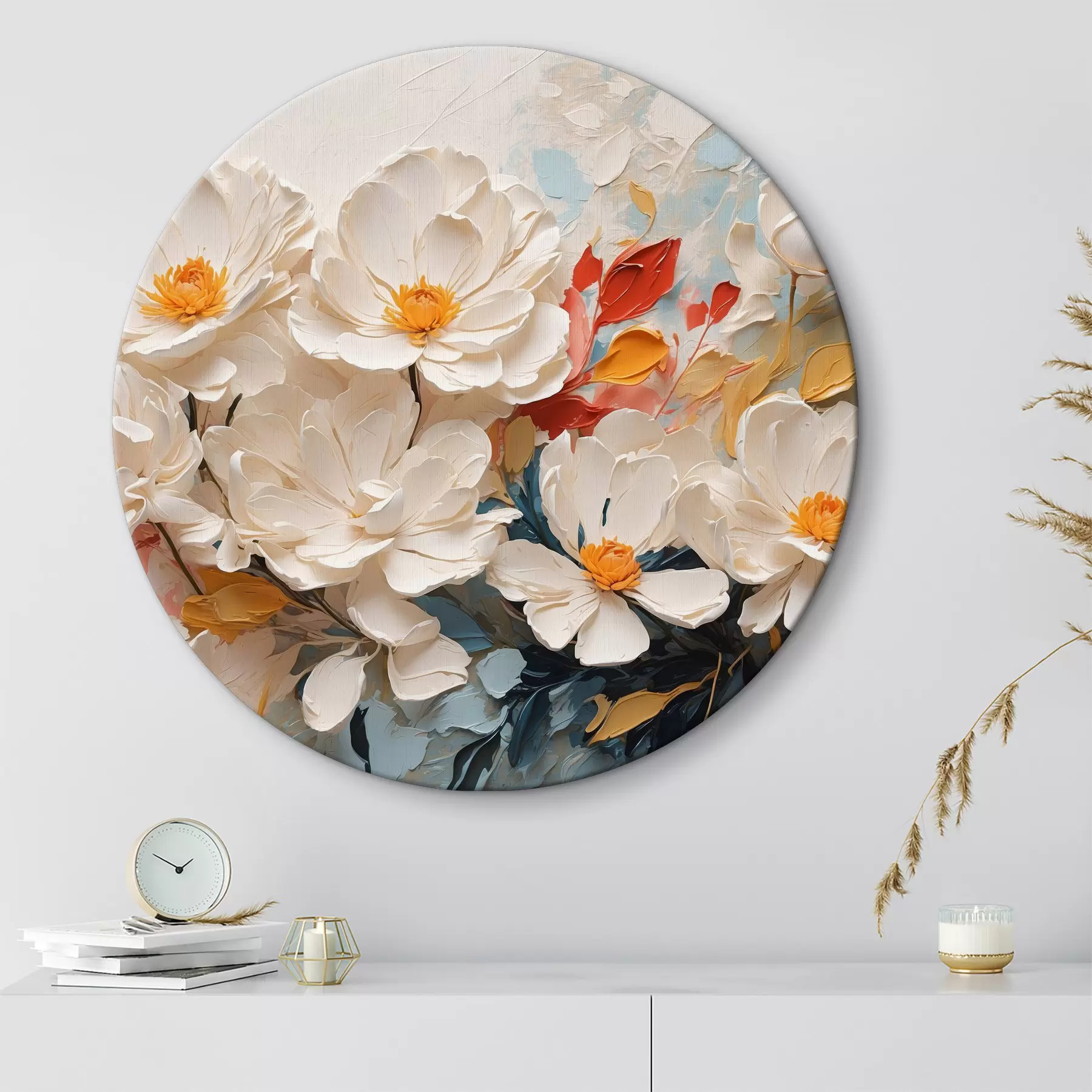 Tablouri Abstract flori albe în ulei r40862