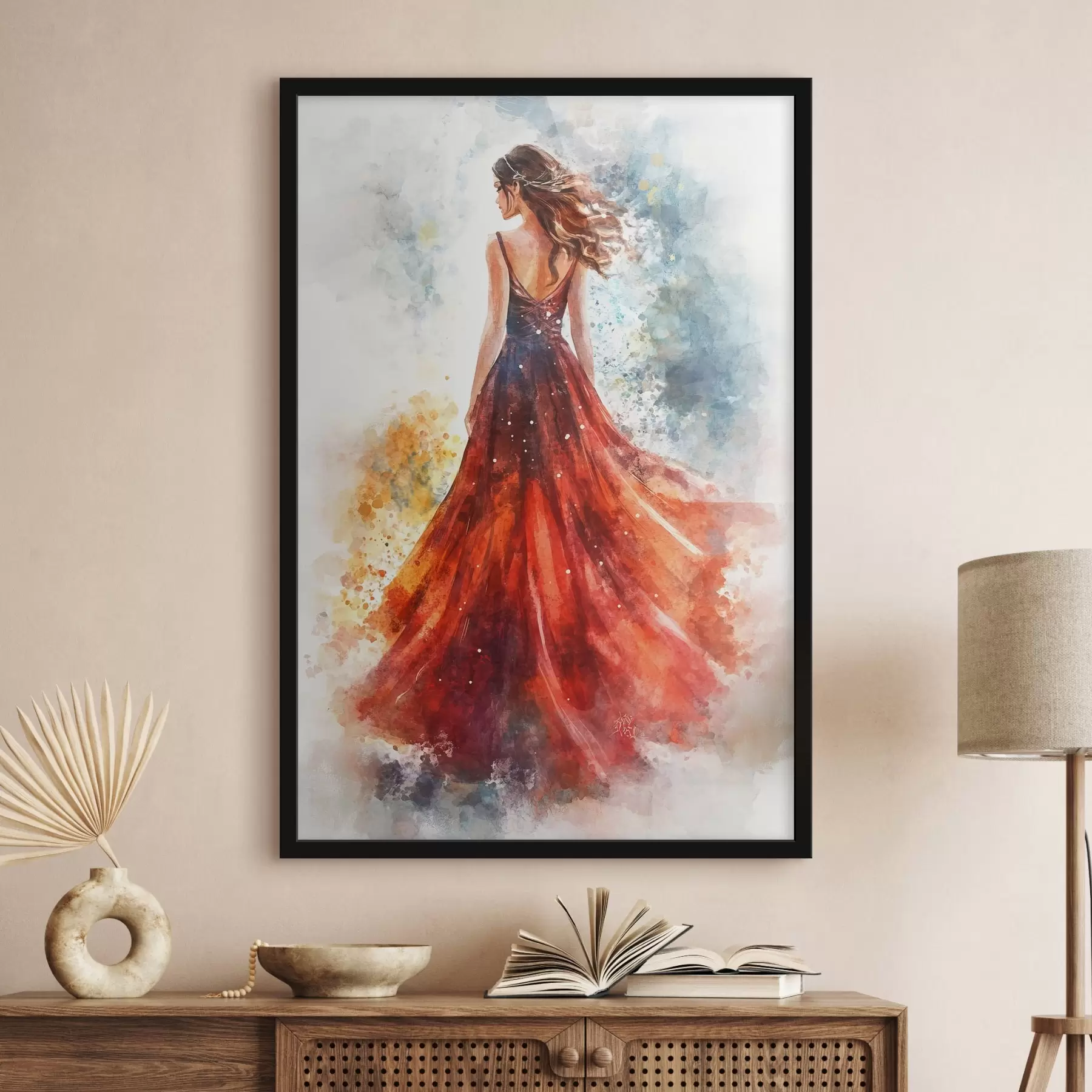 Tablouri Fată în rochie roșie f42193