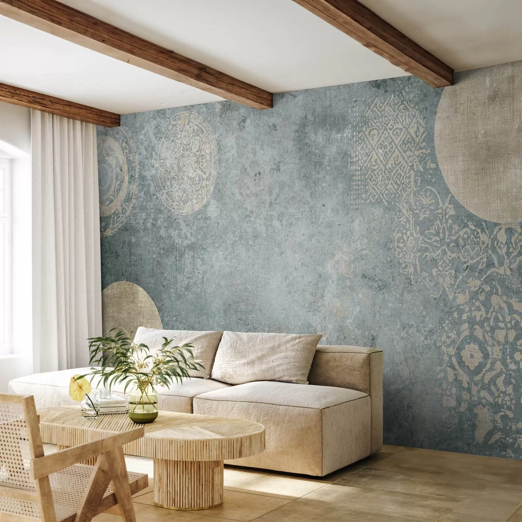 fototapet Cercuri galbene pe un fundal îmbătrânit w08627