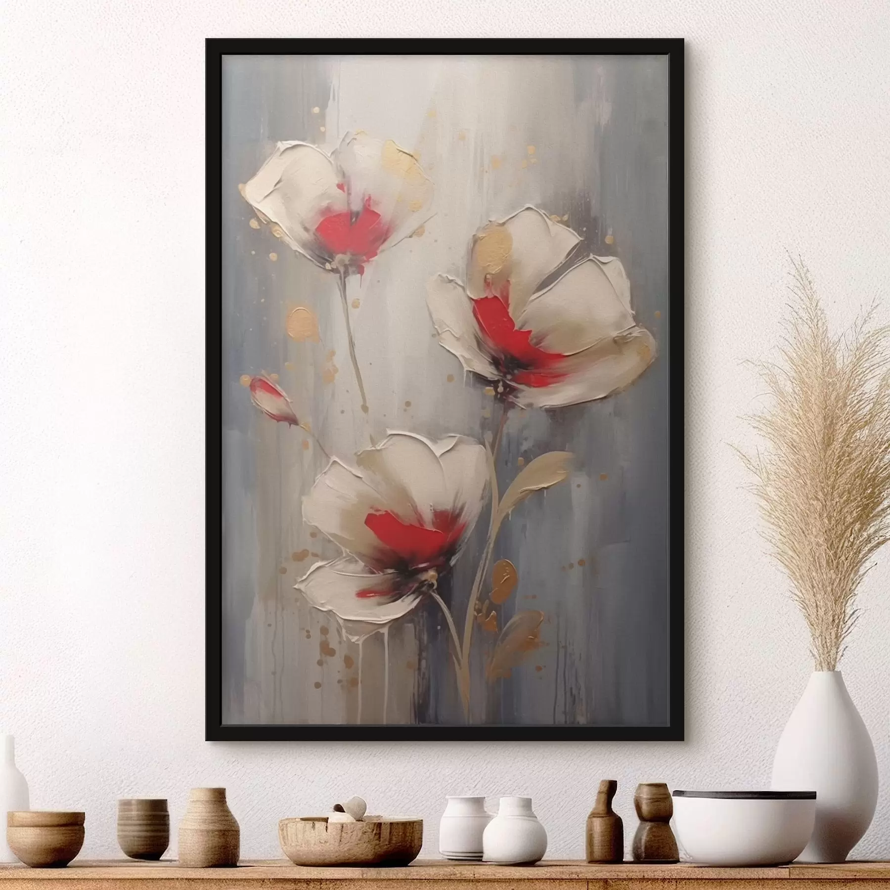 fototapet Flori albe și roșii f42345