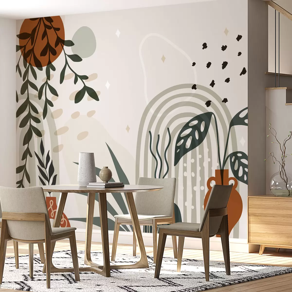 fototapet Arce și flori în stil boho w02752