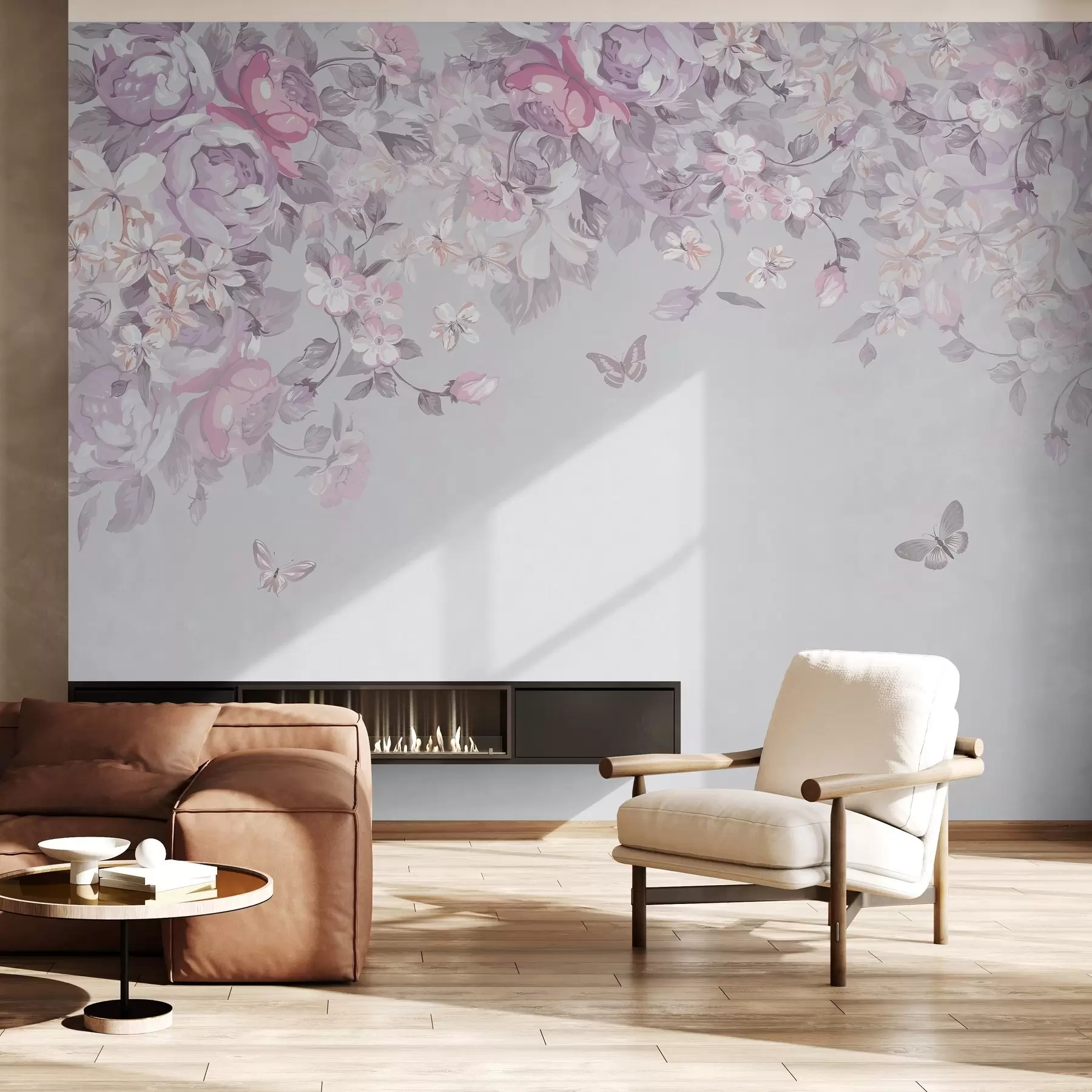 fototapet Flori delicate și fluturi zburători u94295v2