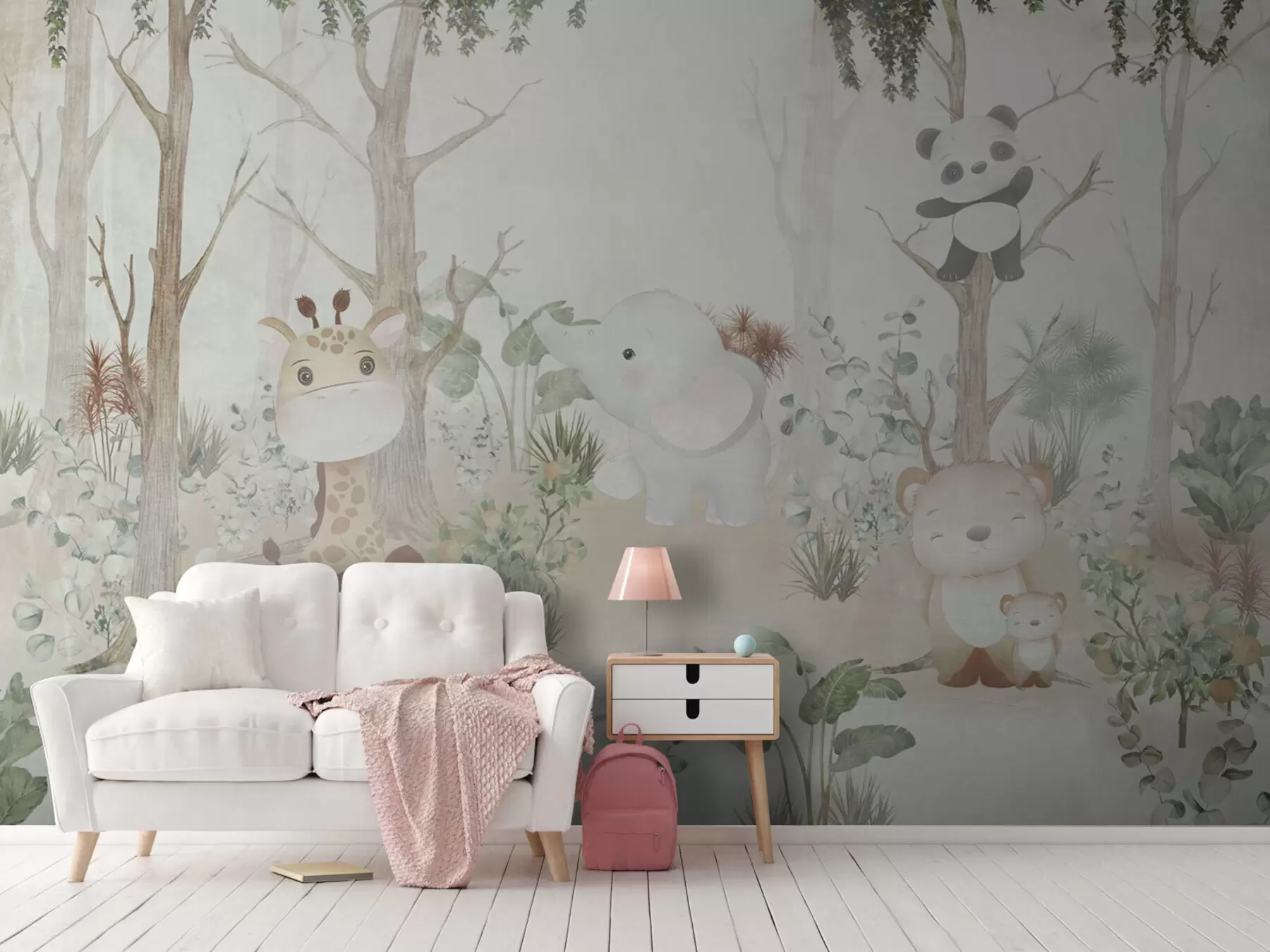 fototapet Animale adorabile care explorează o pădure liniștită u73879