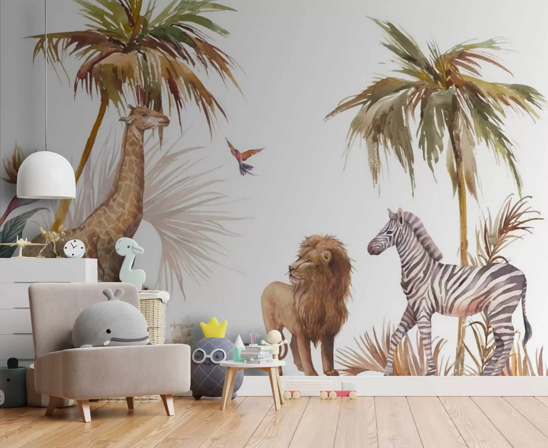 fototapet Animale sălbatice sub palmieri tropicali u51895