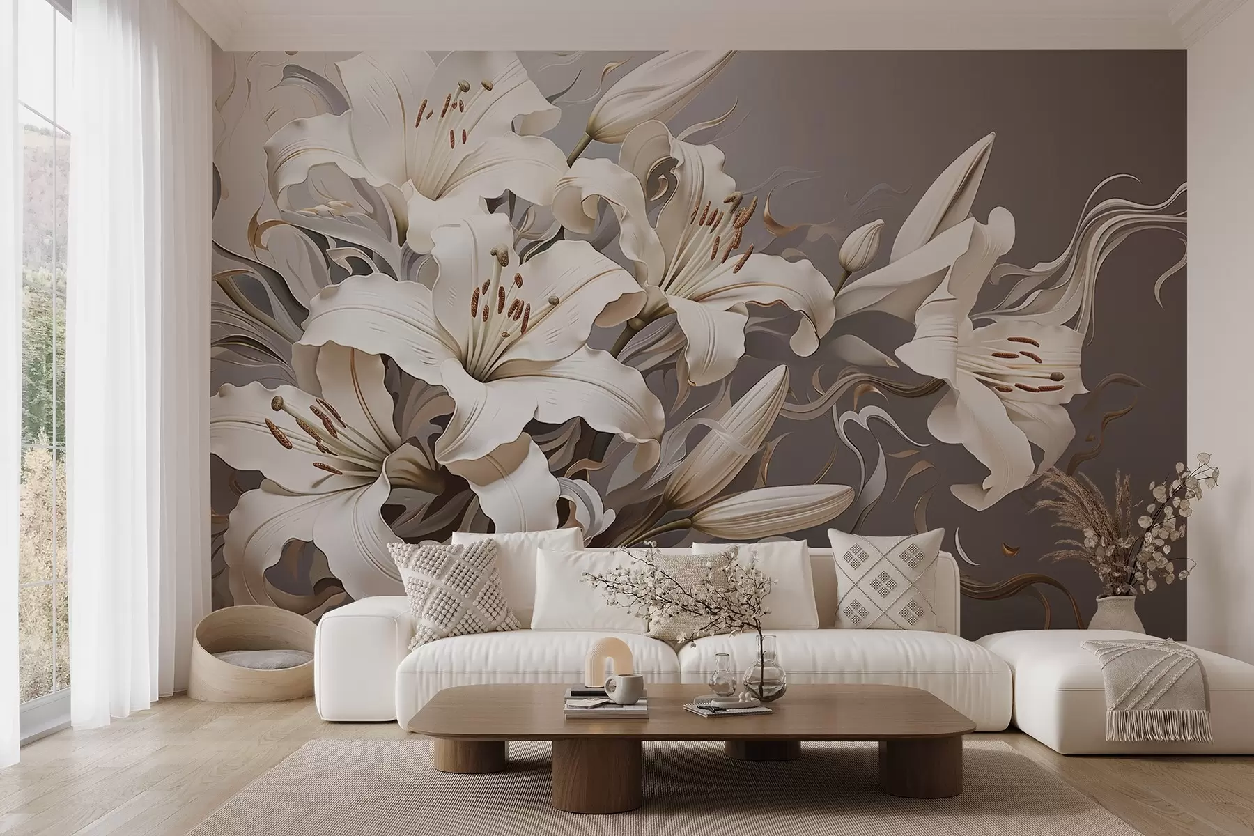 fototapet Crini albi sofisticați în tonuri pastelate w08633v1