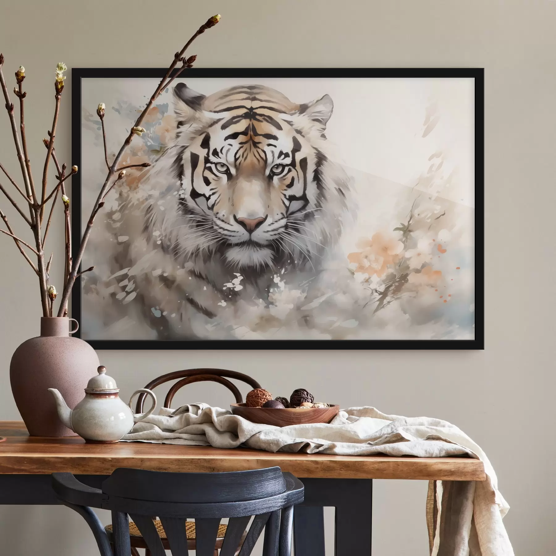 fototapet Portret abstract al unui tigru printre pete f42421