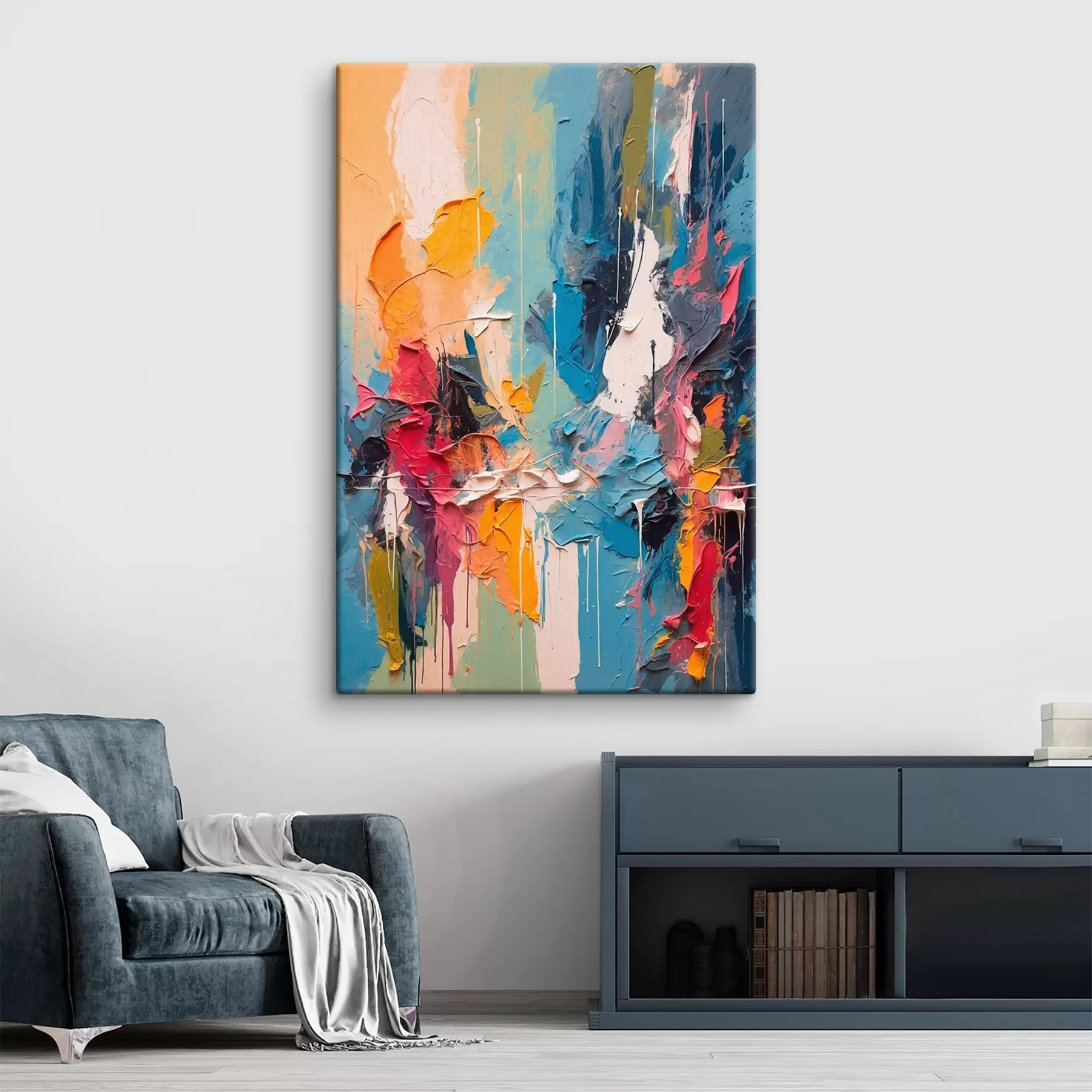 Tablouri Pictură abstractă multicoloră în stilul picturii în ulei s42256