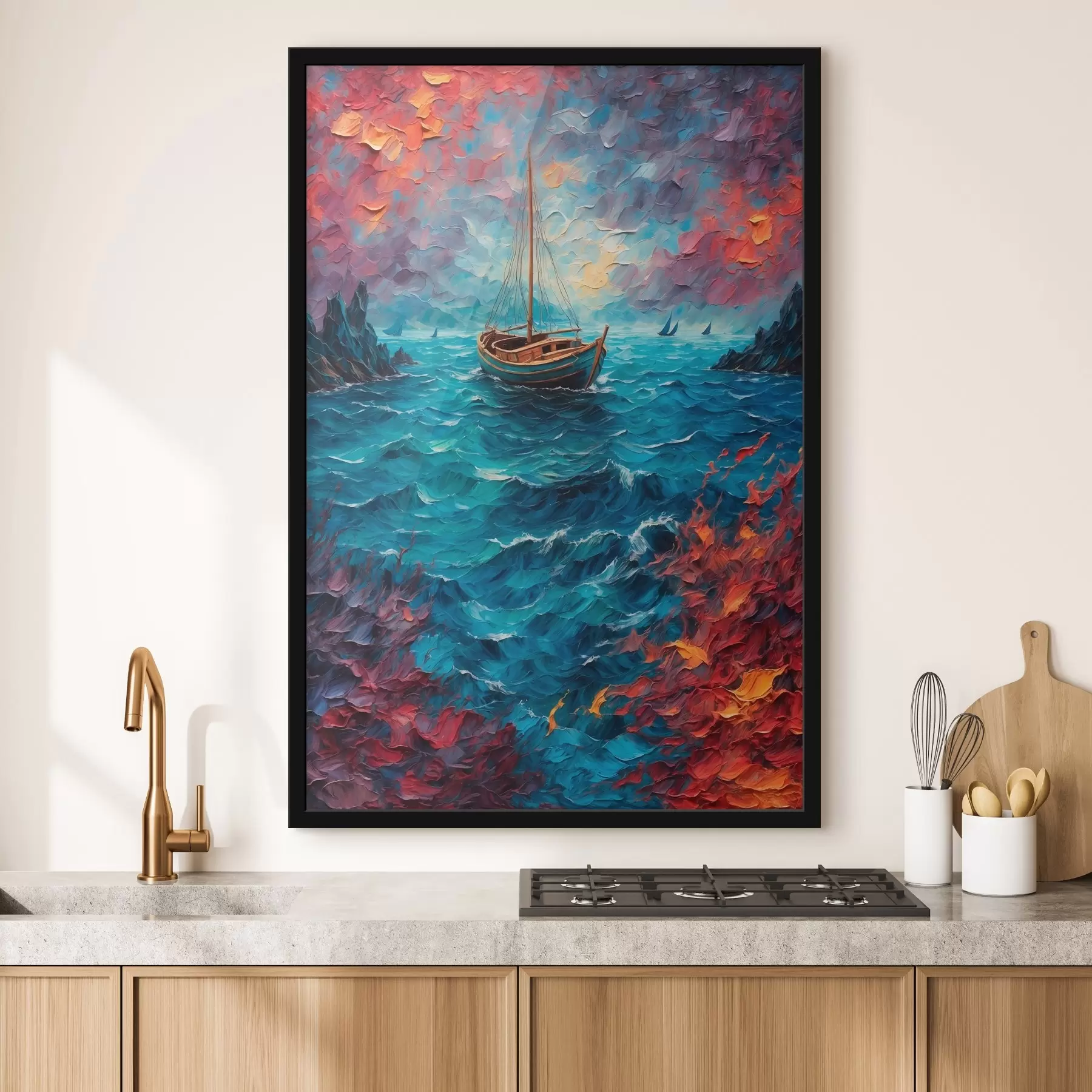Tablouri Nava navighează pe o mare învolburată f42250