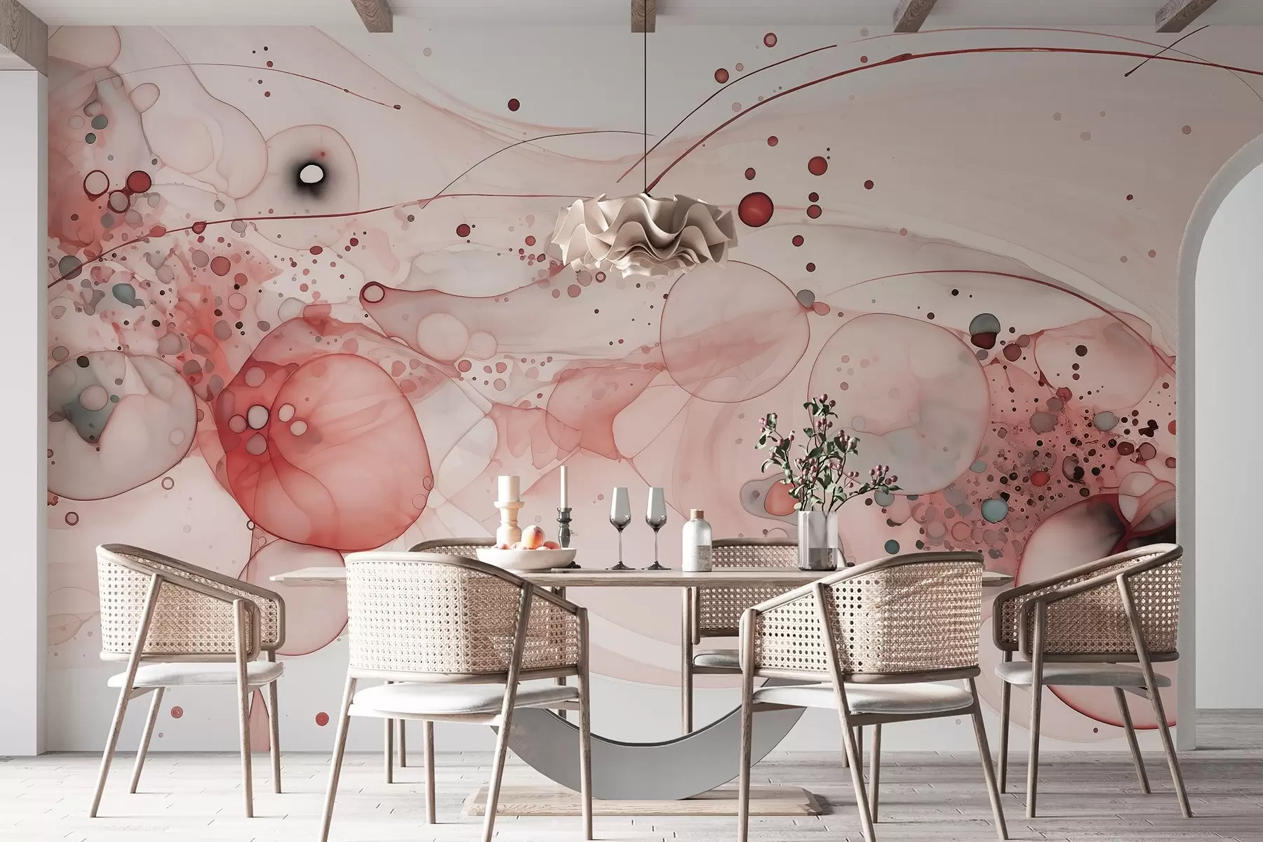 fototapet Artă abstractă cu cerneală, stil fluid, paletă de culori roz  w02744v1