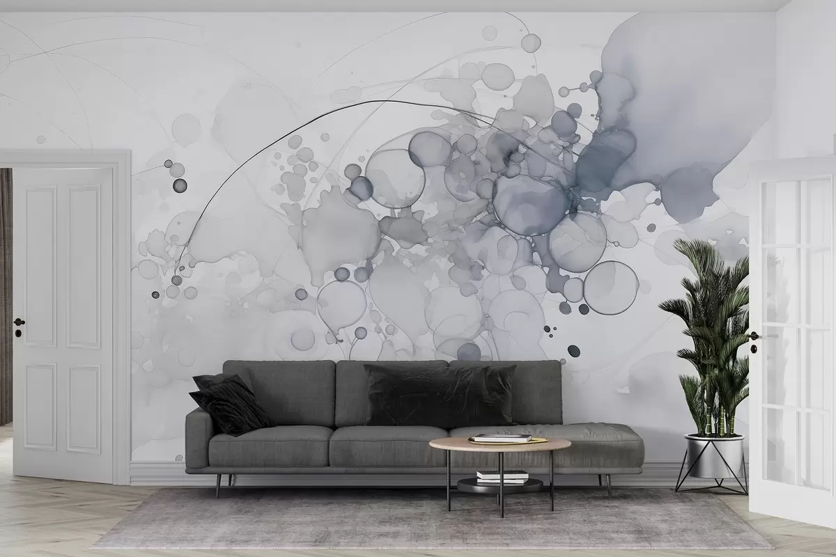 fototapet Artă abstractă fluidă, stil acuarelă, culori gri w02746v1