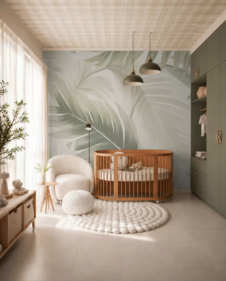 fototapet Siluete tropicale verde salvie w02858