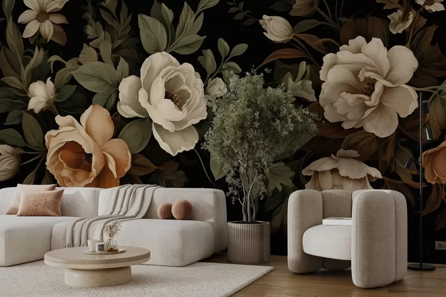 fototapet Flori asortate pe un fundal închis w02838