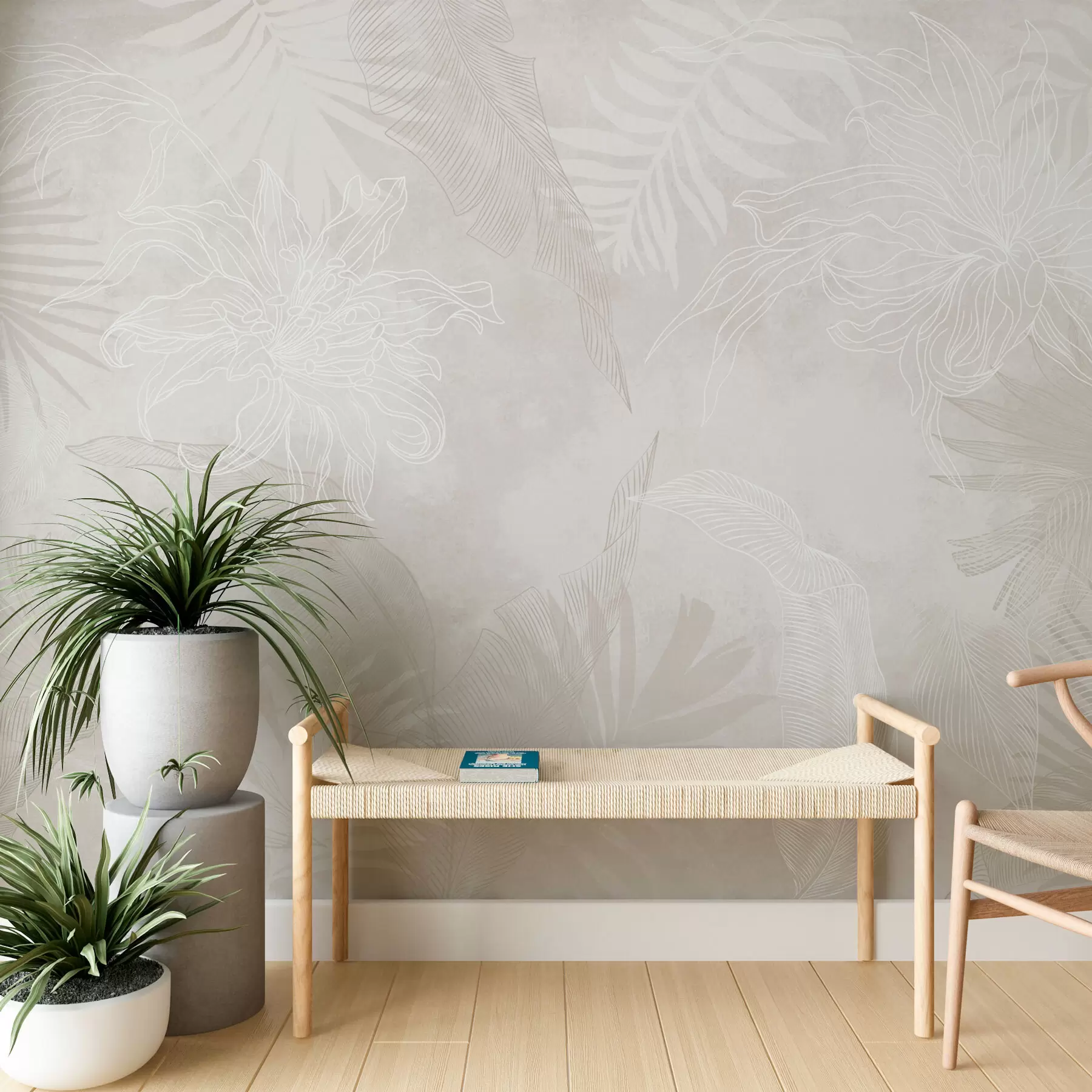 fototapet Frunze tropicale cu un efect grunge w02737v1