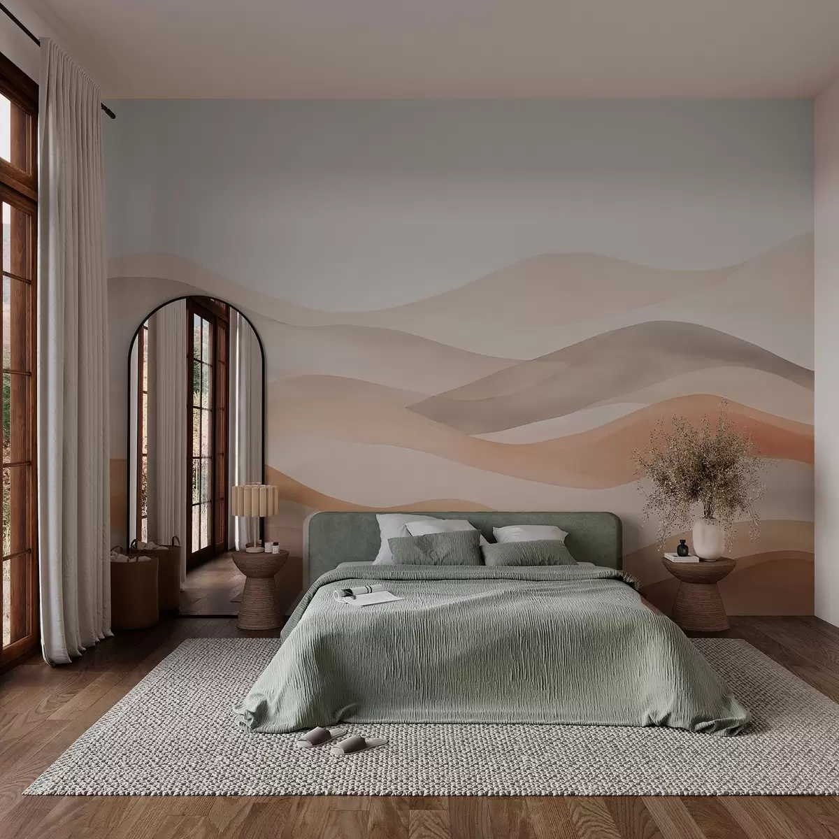 fototapet Abstracție cu valuri în tonuri de bej w02860