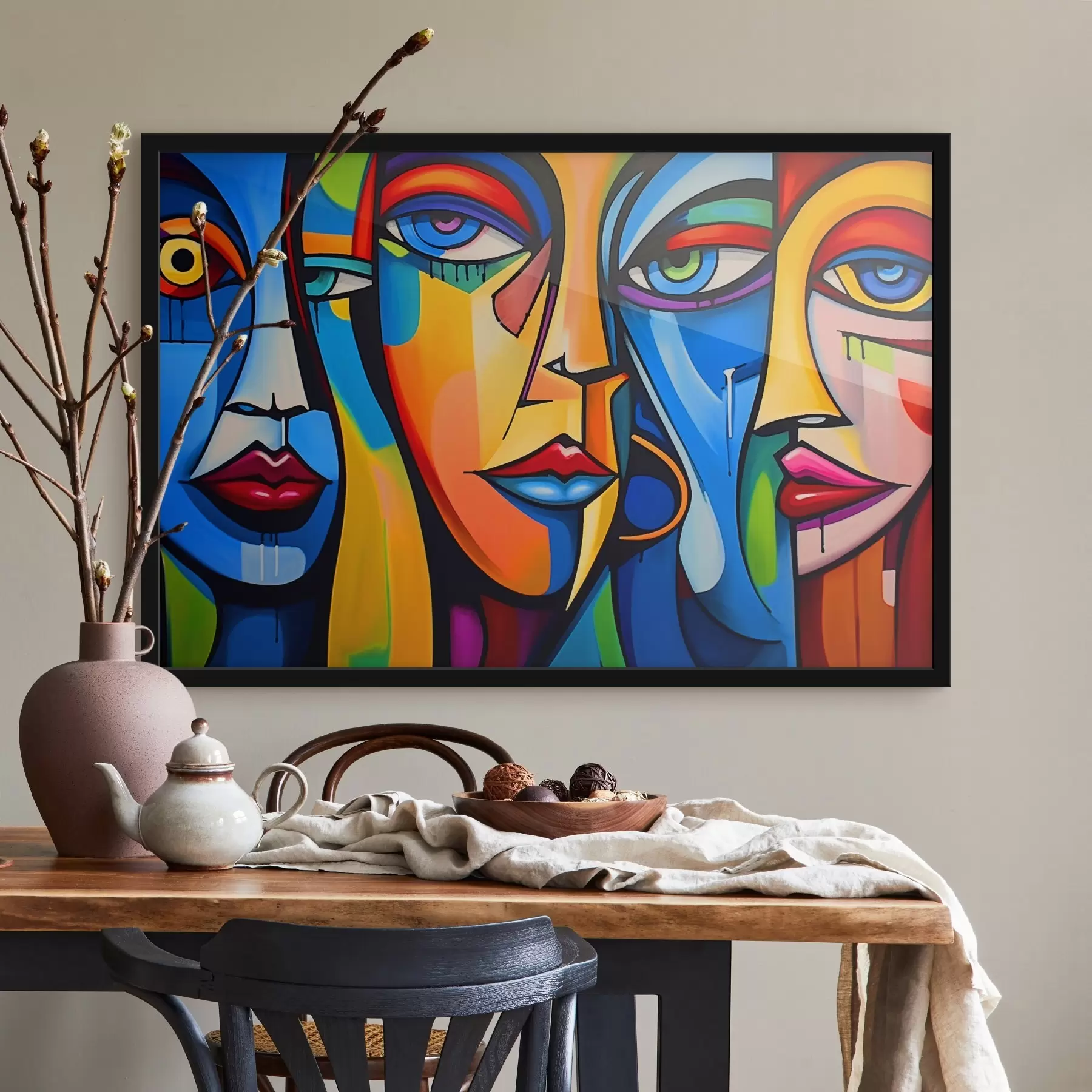 fototapet Imagine abstractă de fețe cu forme geometrice luminoase f42473