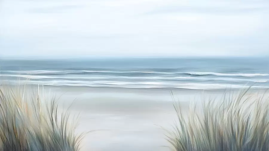 fototapet Peisaj cu o plajă sălbatică în stilul picturii în ulei w02869