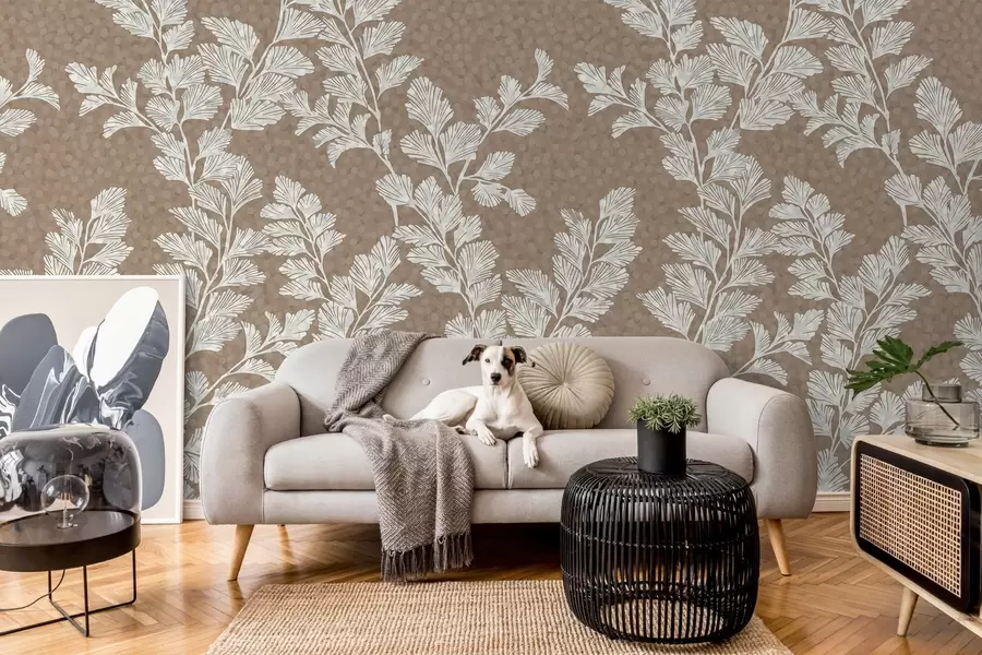 fototapet Ramuri delicate pe un finisaj bej închis w02784v1