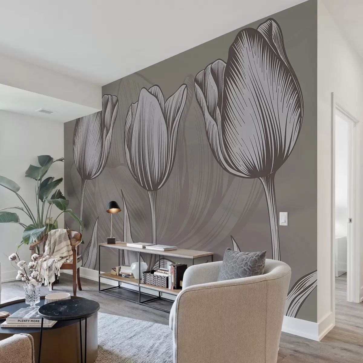 fototapet Lalele elegante pe un fundal maro w02786v3