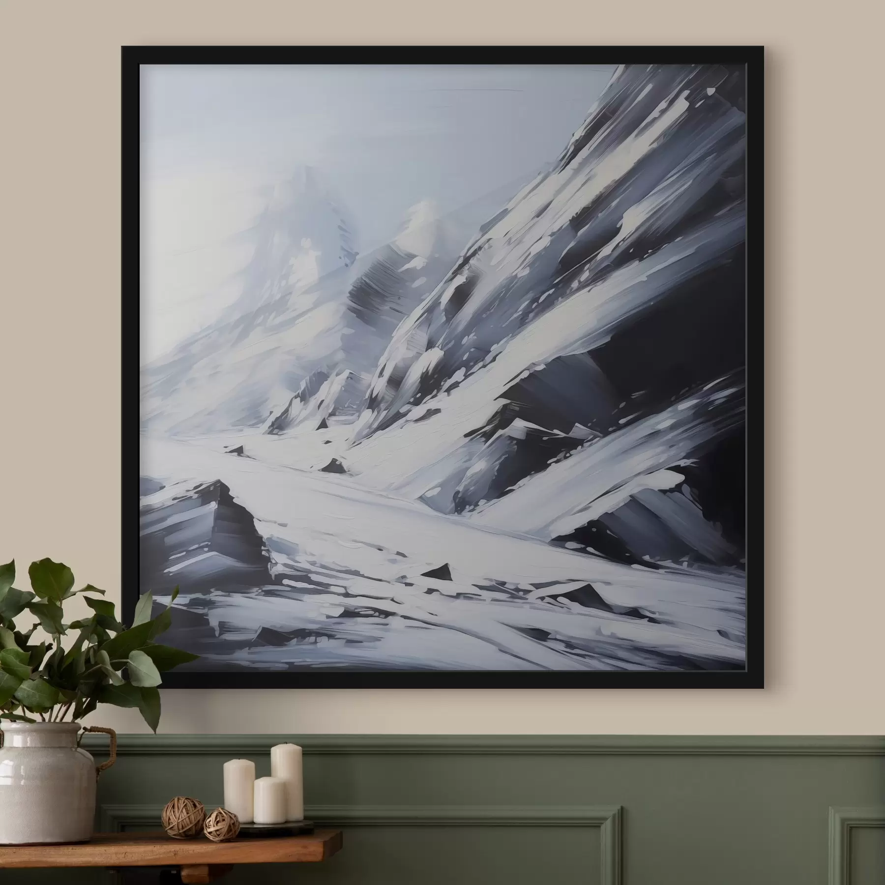 fototapet Stâncile acoperite de zăpadă imită tușele de pensulă ale picturii f42585