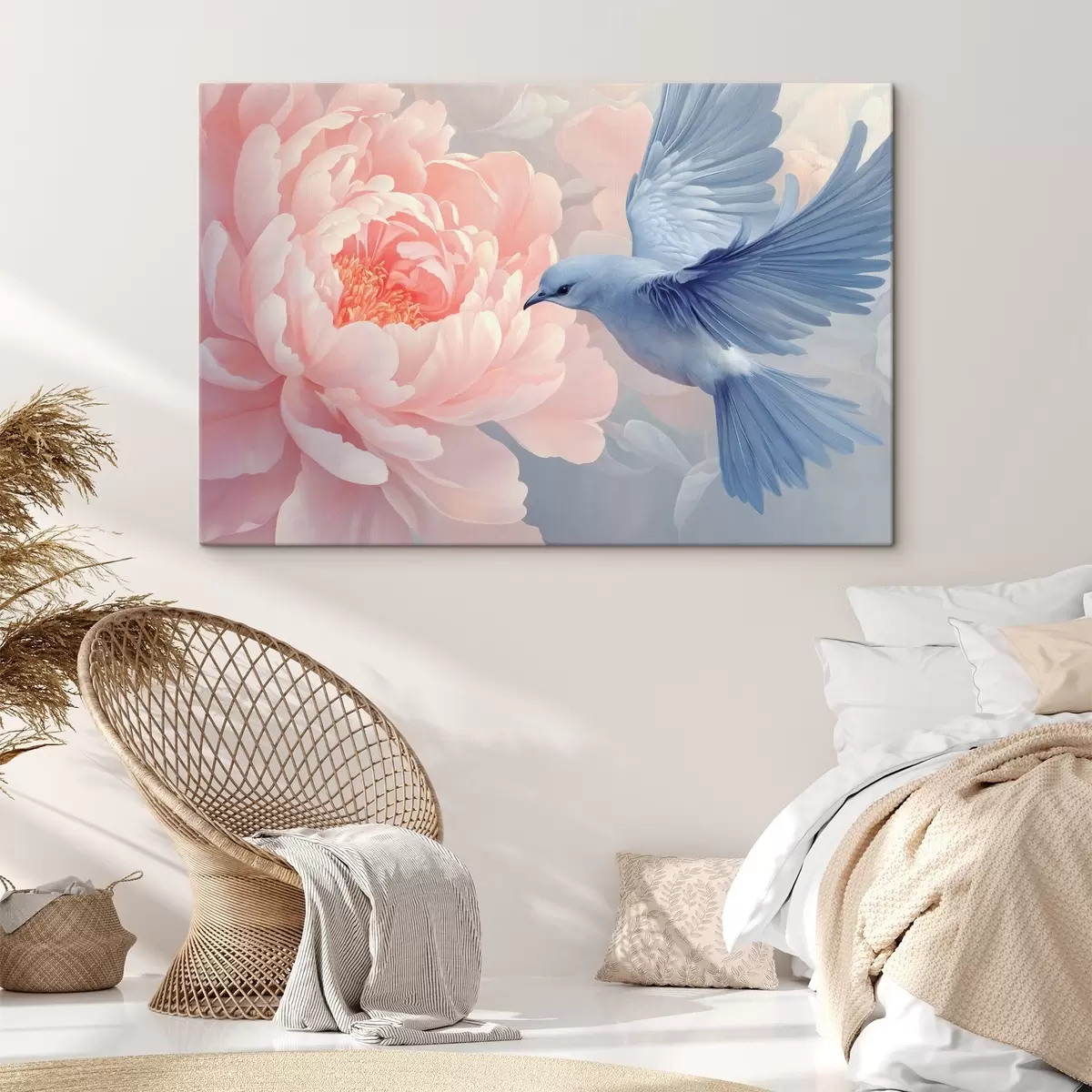 Tablouri Pasăre colibri albastră și bujor s42618