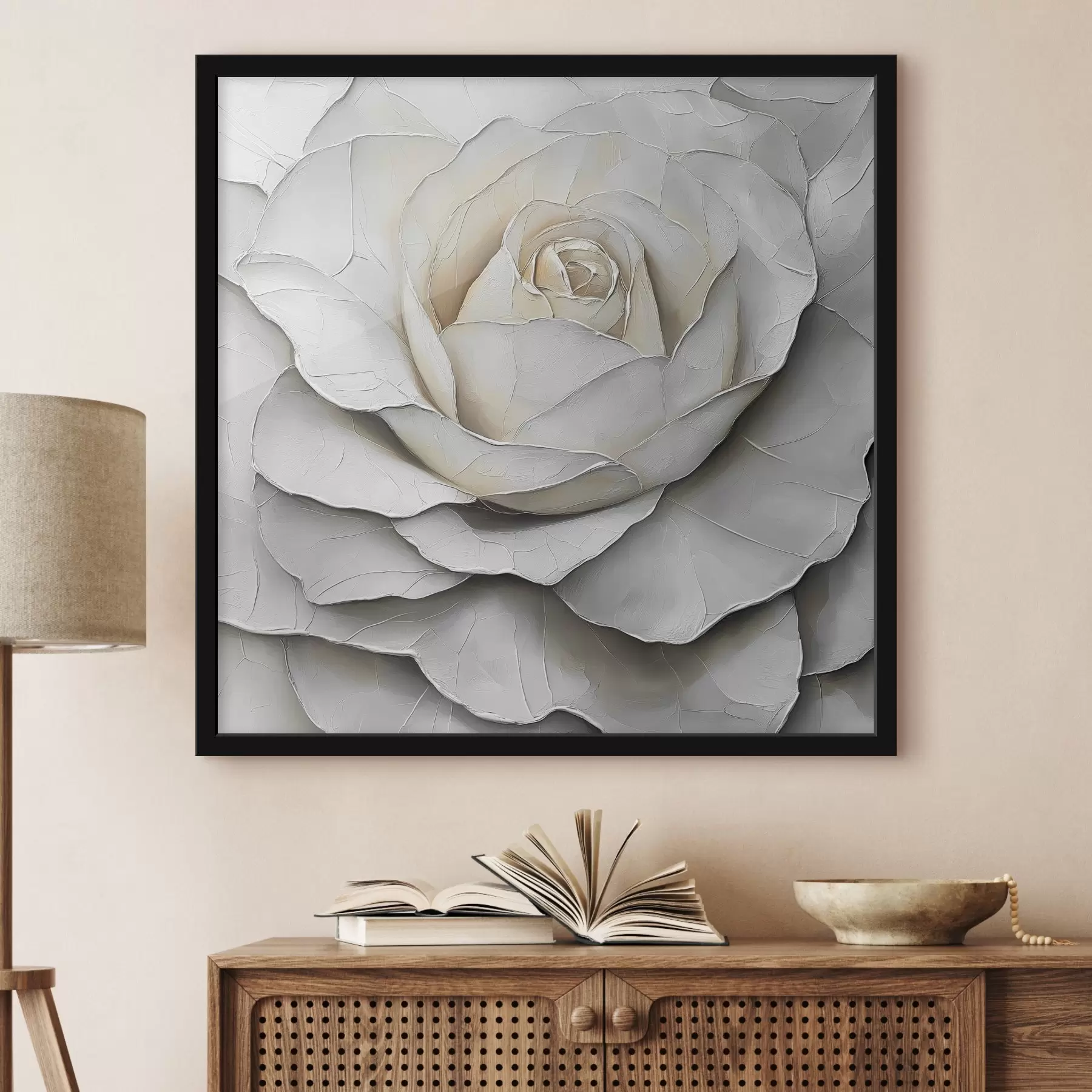 fototapet Trandafir alb în stilul picturii în ulei f42603