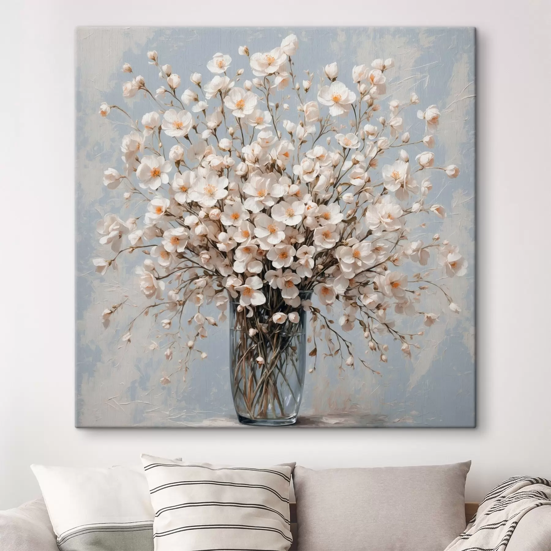 fototapet Flori albe în vază transparentă s42547