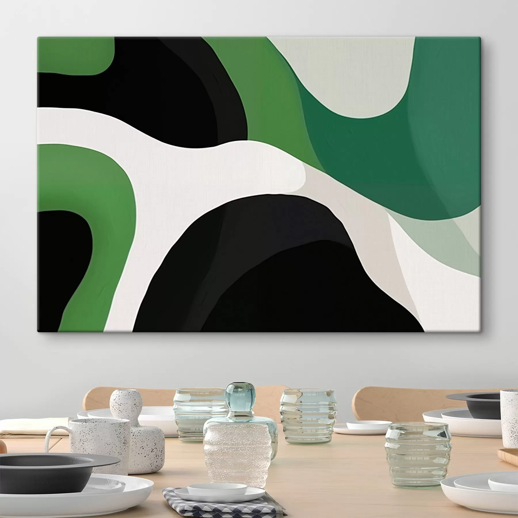 Tablouri Model geometric abstract în tonuri de verde și negru s42651