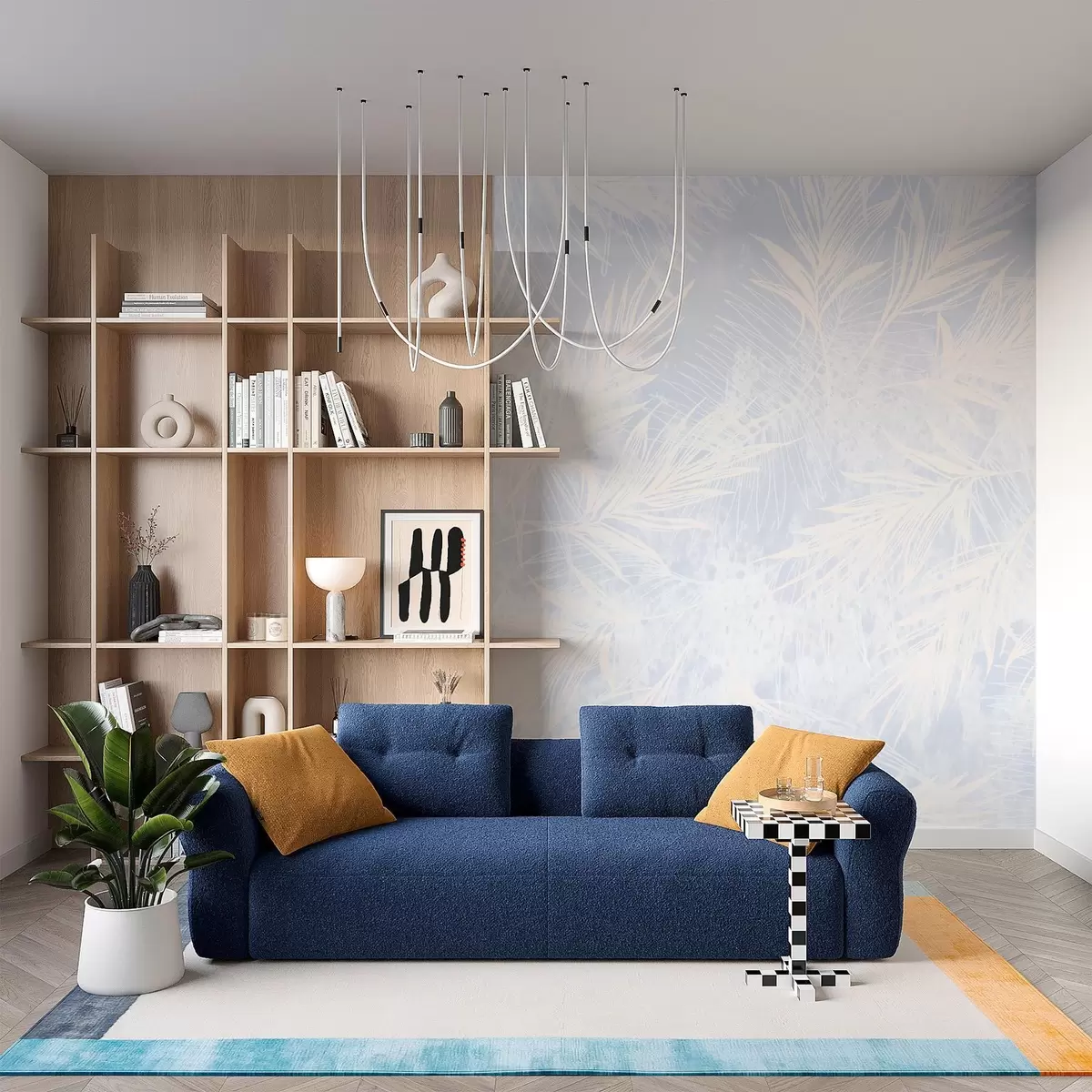 fototapet Siluete albe de frunze pe un fundal texturat w02896v1