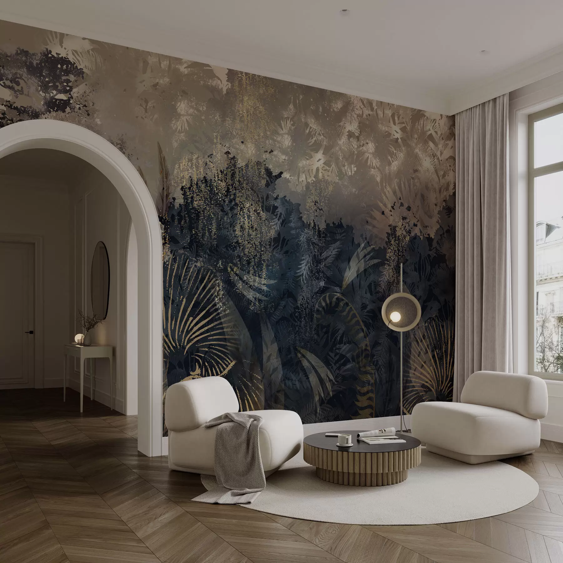 fototapet Africa magică cu pădure tropicală și elemente vectoriale cu nuanță maro w02643v1