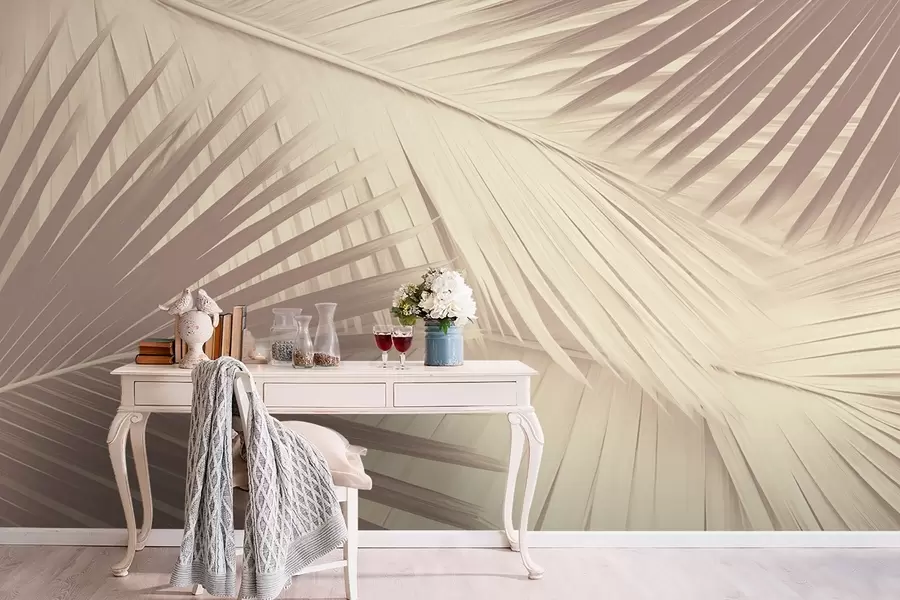 fototapet Abstract frunze de palmier în nuanțe moi w08677