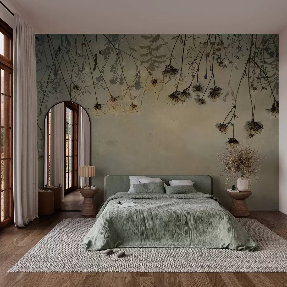 fototapet Flori sălbatice suspendate de sus în culori calde w02877