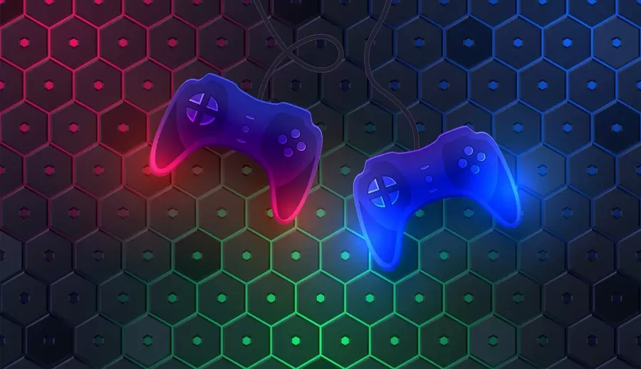 fototapet Imagine de fundal joc cu joystick-uri în culori închise w02904