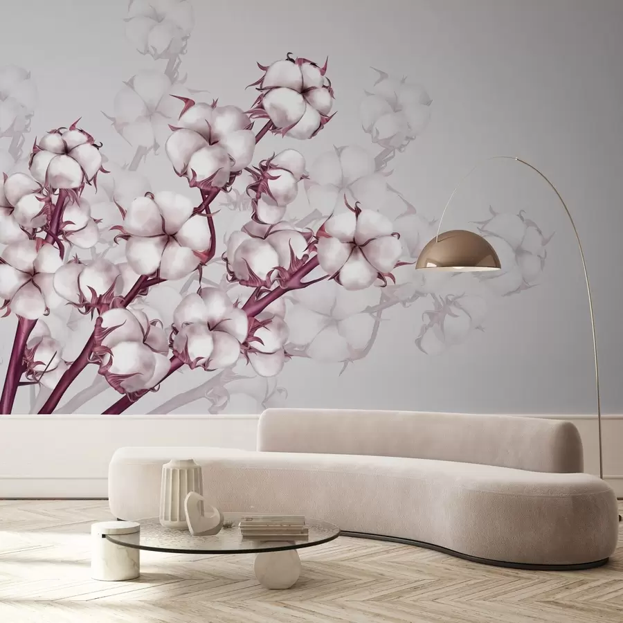 fototapet Ramuri de bumbac în culori roz w02969v1