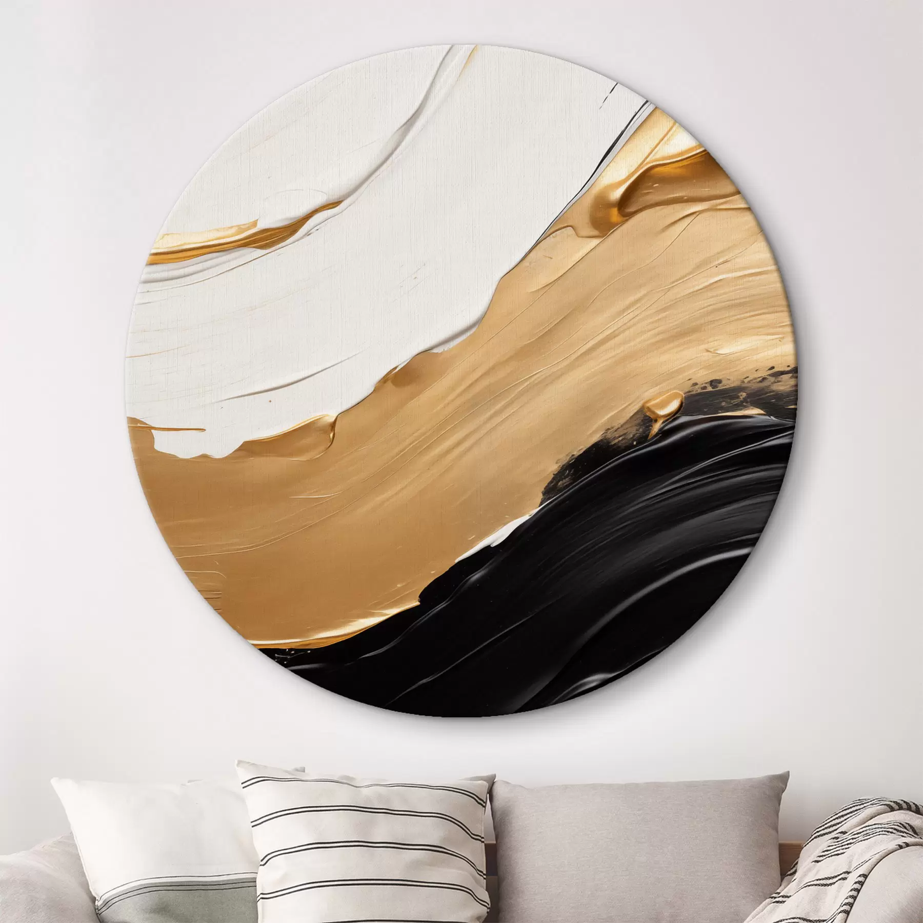 Tablouri Compoziție abstractă cu tușe îndrăznețe de vopsea albă, galbenă și neagră r42717