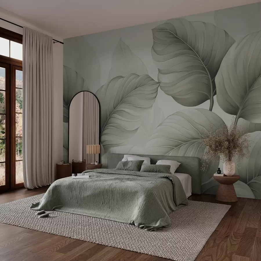 fototapet Frunze mari nuanțe de verde w02944v1