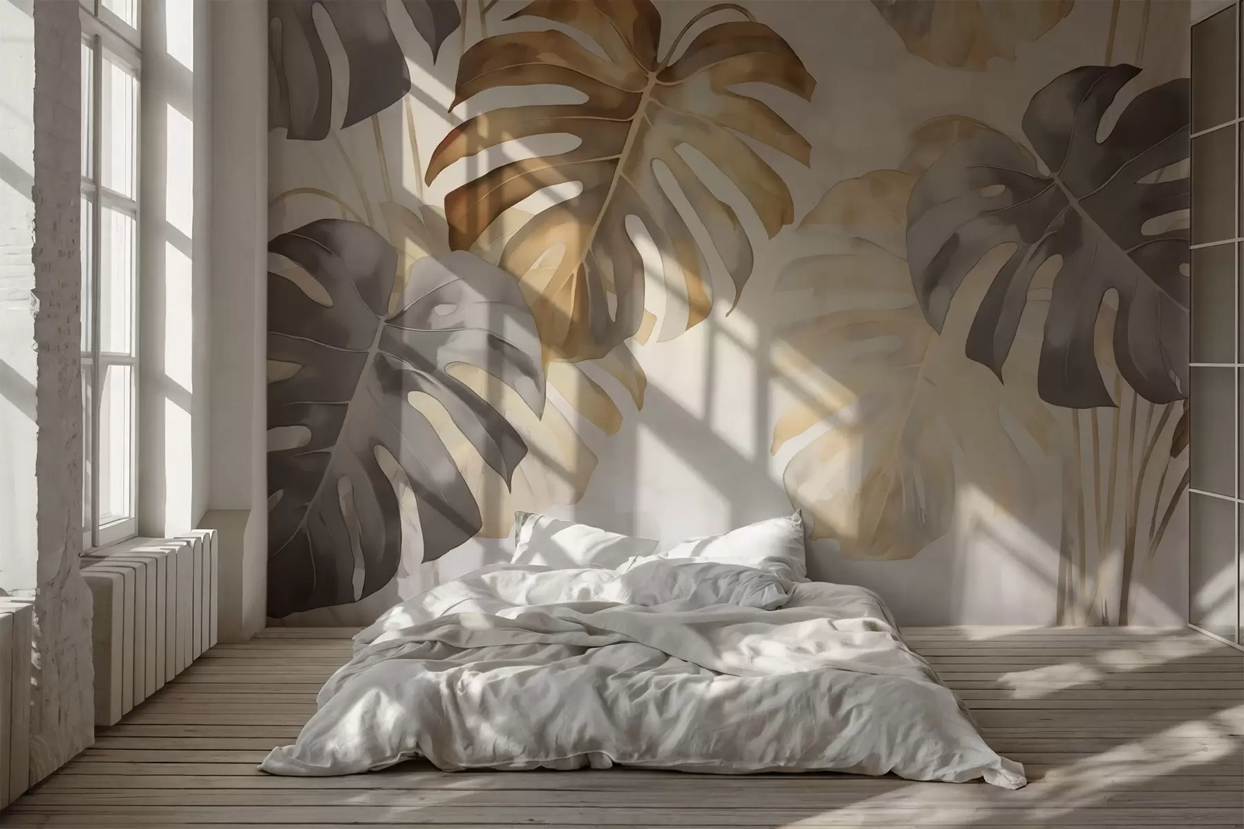 fototapet Monstera frunze acuarelă Imitație w02950
