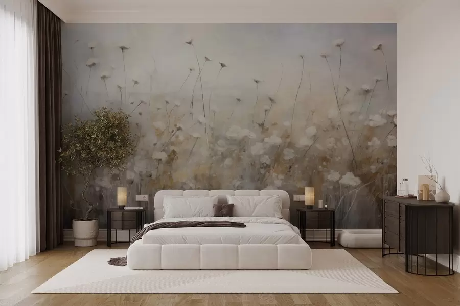 fototapet Perete de beton în flori în stil grunge w02972