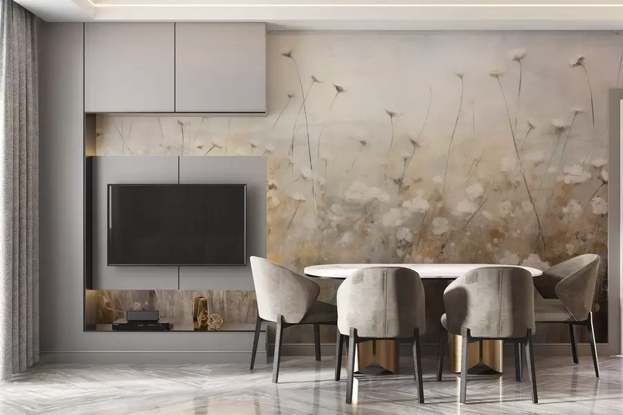 fototapet Perete de beton în flori în stil grunge w02972