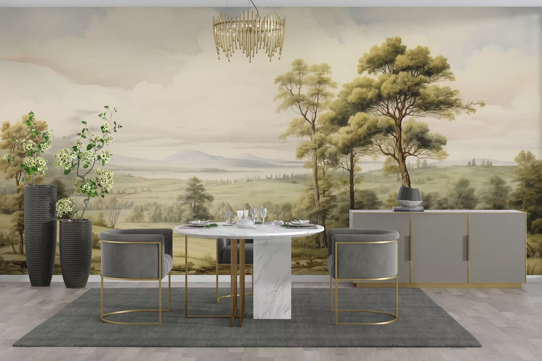 fototapet Peisaj modern acuarelă w02978