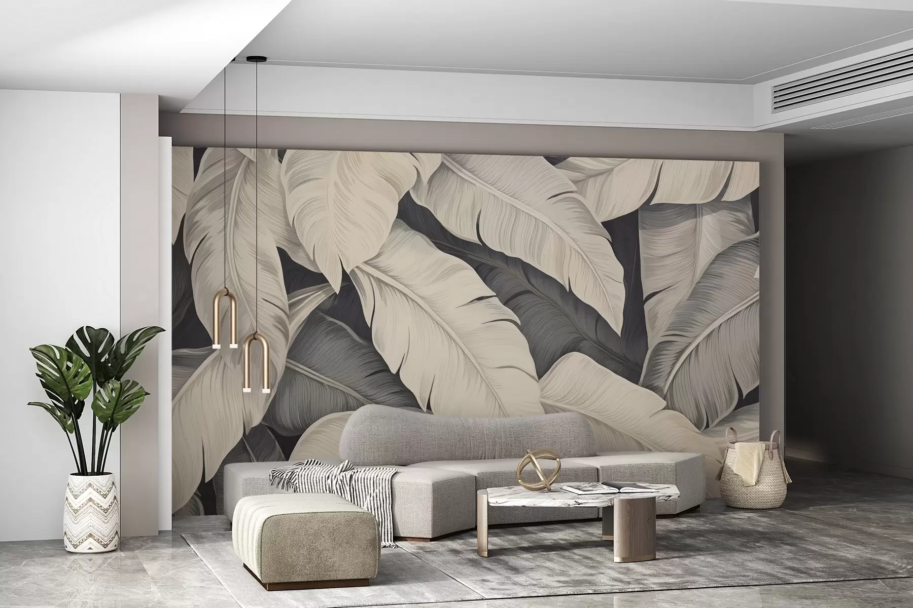 fototapet Frunze mari monocrome w02979