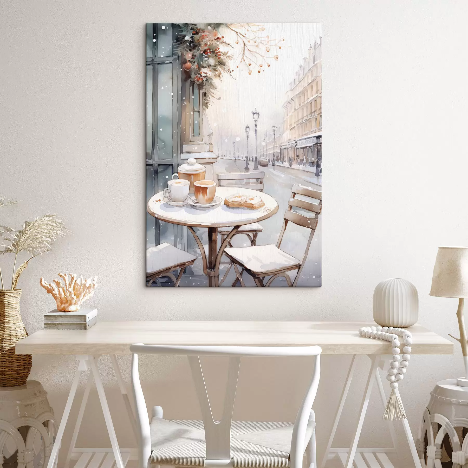 fototapet Estetic stradă cafenea, Franța, brutărie proaspete, desen stil acuarelă s42798