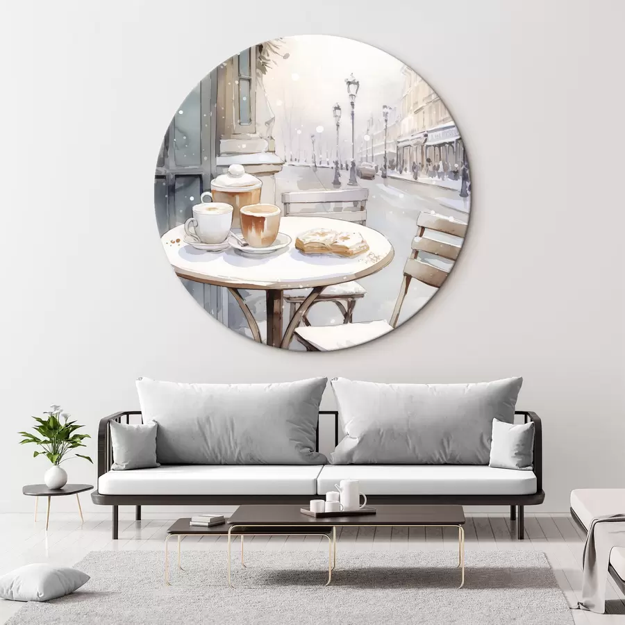 Tablouri Estetic stradă cafenea, Franța, brutărie proaspete, desen stil acuarelă r42798