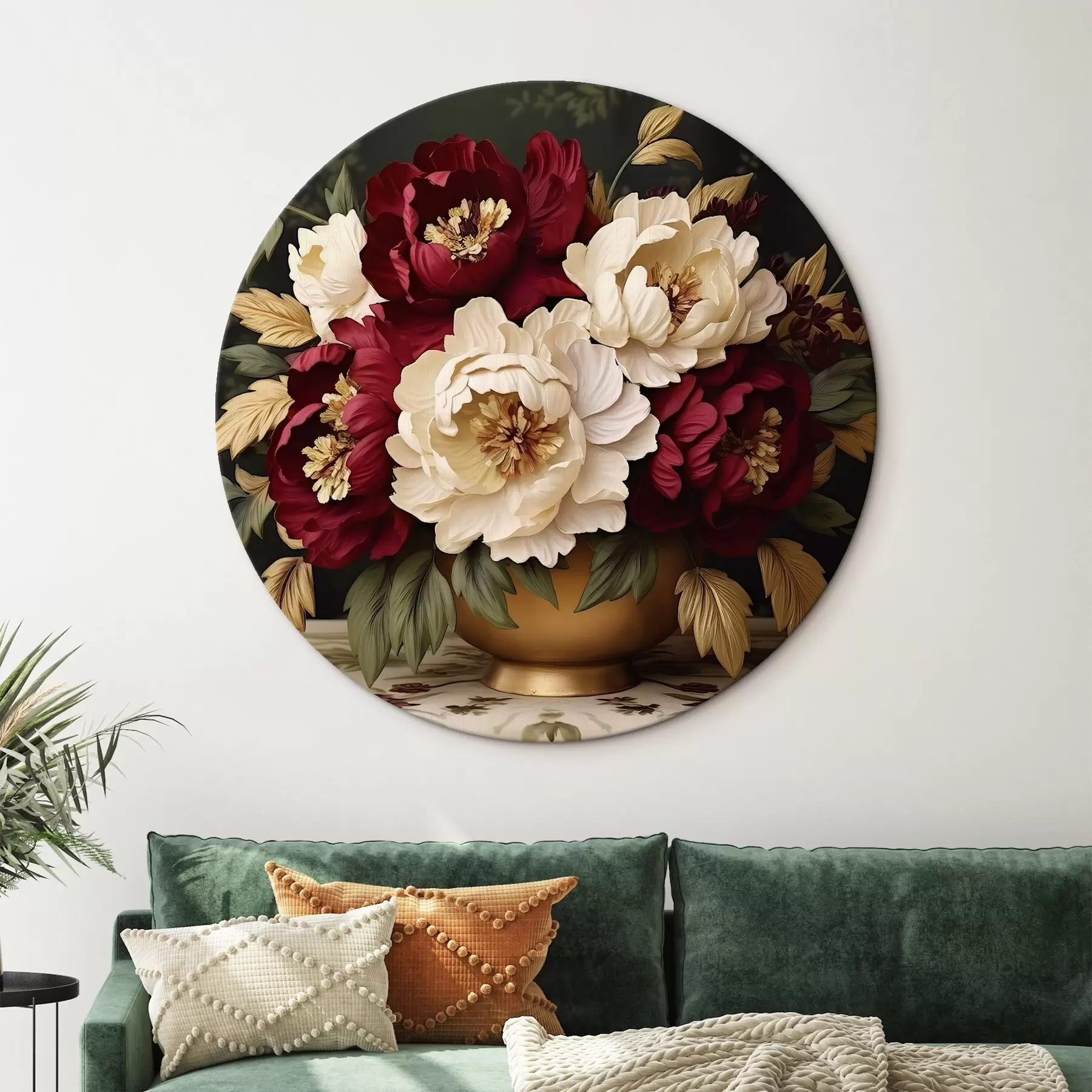 Tablouri Bujori roșii și albi într-o vază r42820