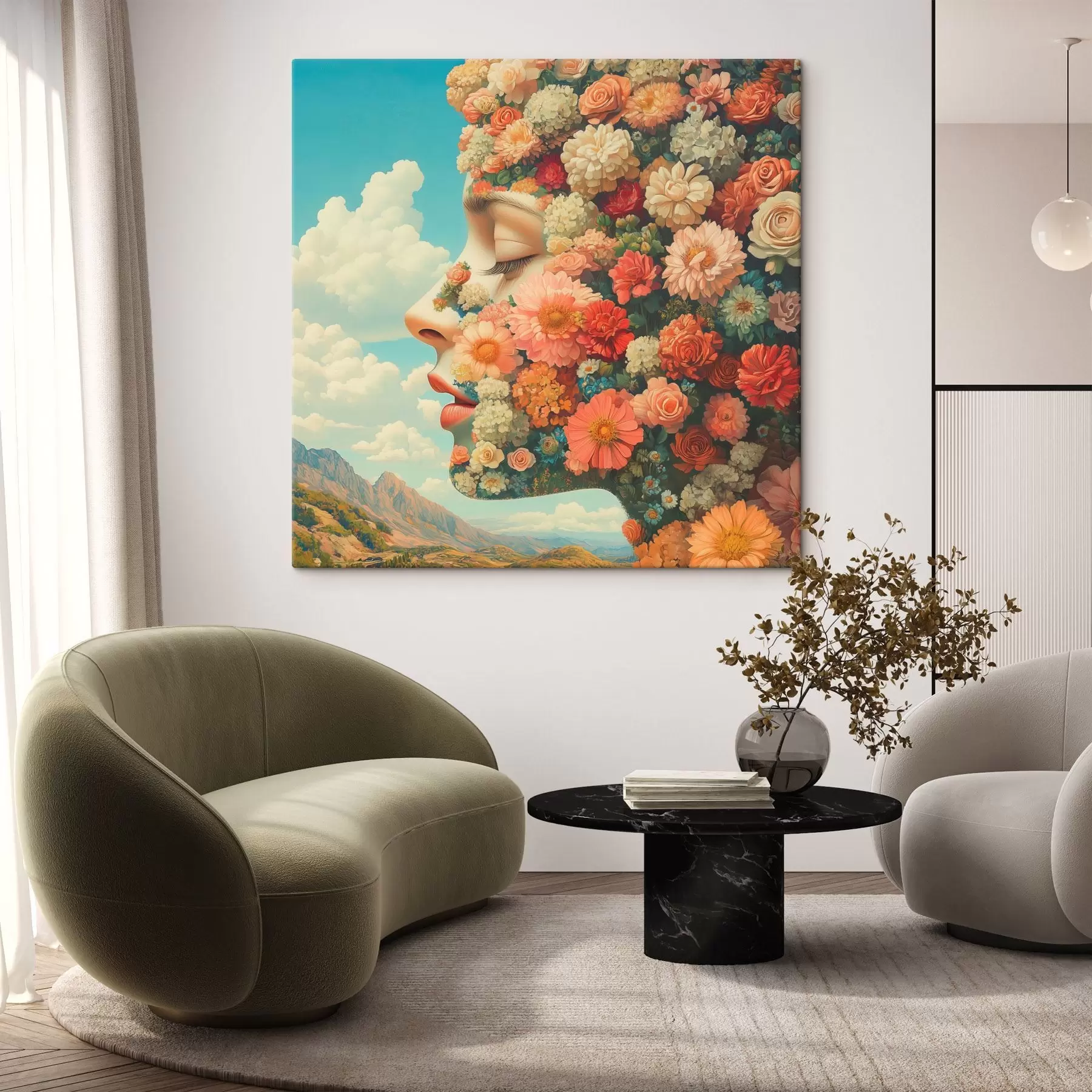 Tablouri Față în profil în flori s42861