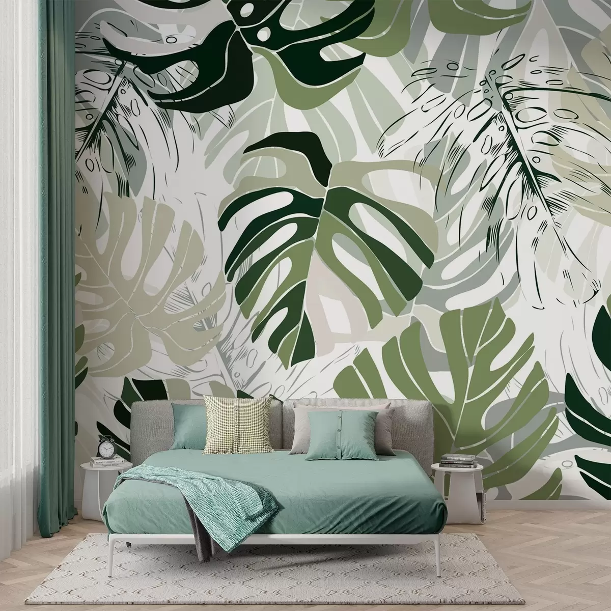 fototapet Monstera frunze în stil grafic w02995