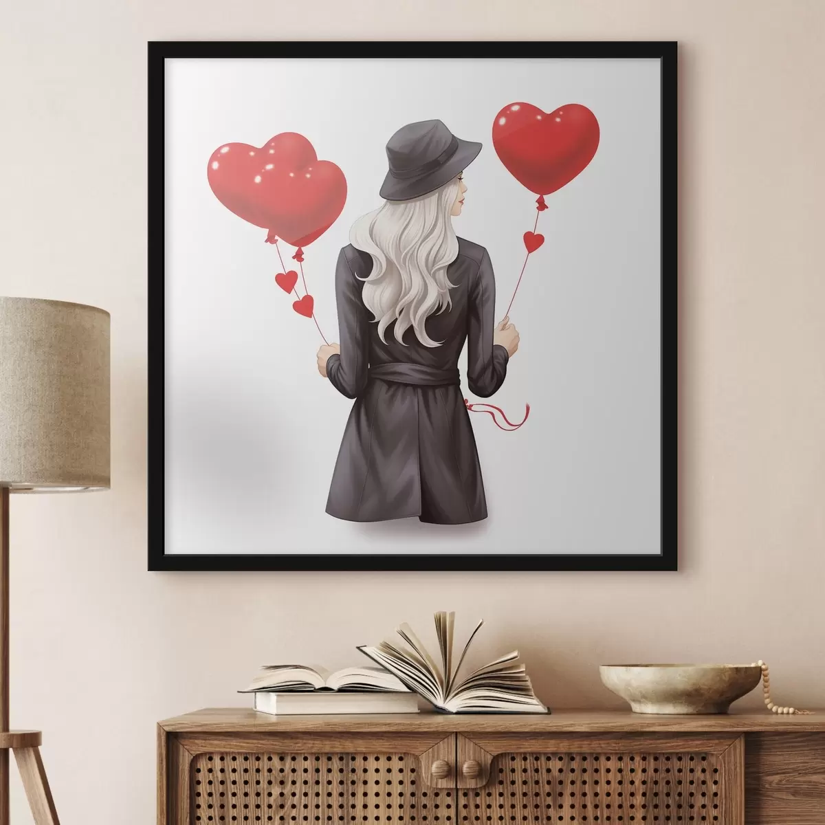 Poster Blondă cu baloane f42875